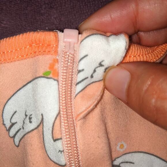Wonder Nation Sleepwear Swan Pink Baby Footies Onesie 0-3 Months - Picture 5 of 10
